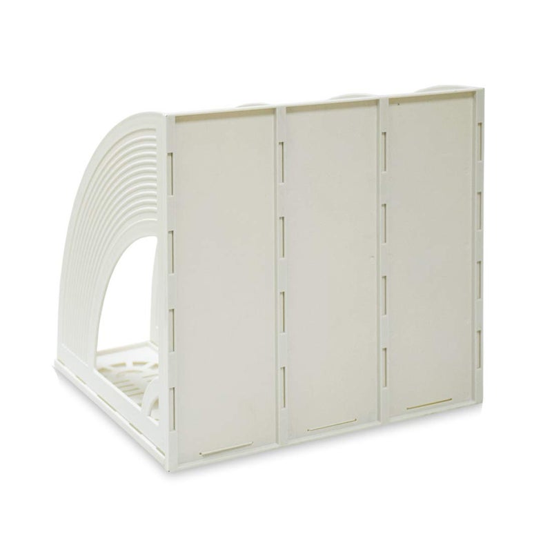 SAYEEC Magazine File Holders 3 Compartment Binder Stand Gray Magazine Storage Folder Desktop File Bookshelf Organizer Office Book Holder Rack for Office Home School - Image 5